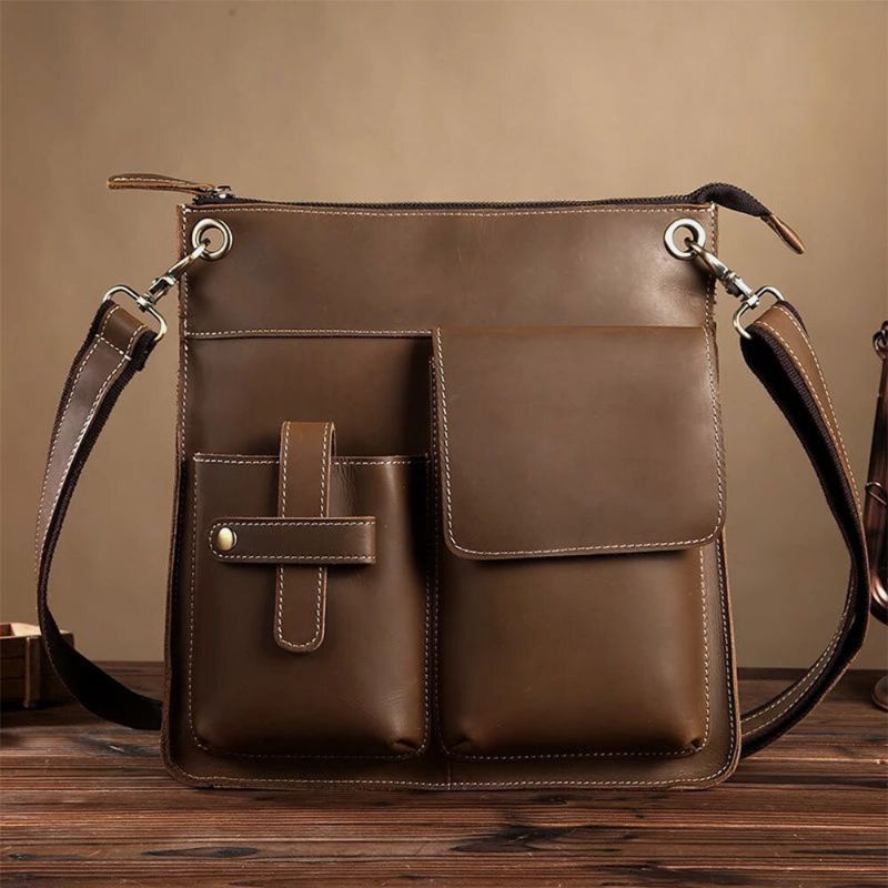 Hombres Pu Cuero Multibolsillos Vintage 6.3 Pulgadas Bolso Para Teléfono Bolsos Bandolera Maletín Bolso Bandolera