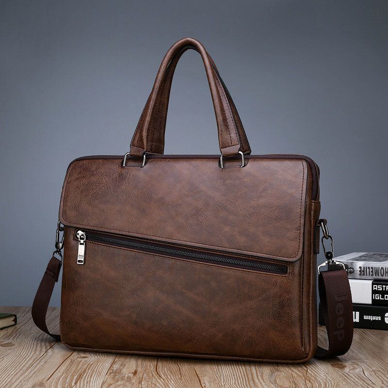 Hombres Pu De Cuero Multifunción Antirrobo Vintage Business Messenger Bag Crossbody Bag Bolso Bandolera