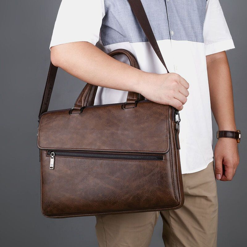 Hombres Pu De Cuero Multifunción Antirrobo Vintage Business Messenger Bag Crossbody Bag Bolso Bandolera