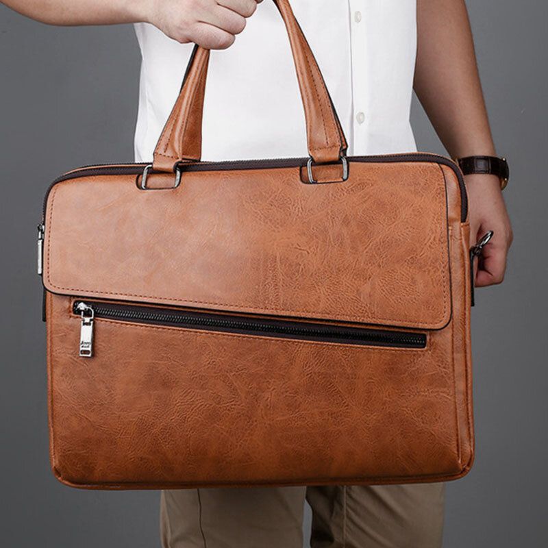 Hombres Pu De Cuero Multifunción Antirrobo Vintage Business Messenger Bag Crossbody Bag Bolso Bandolera