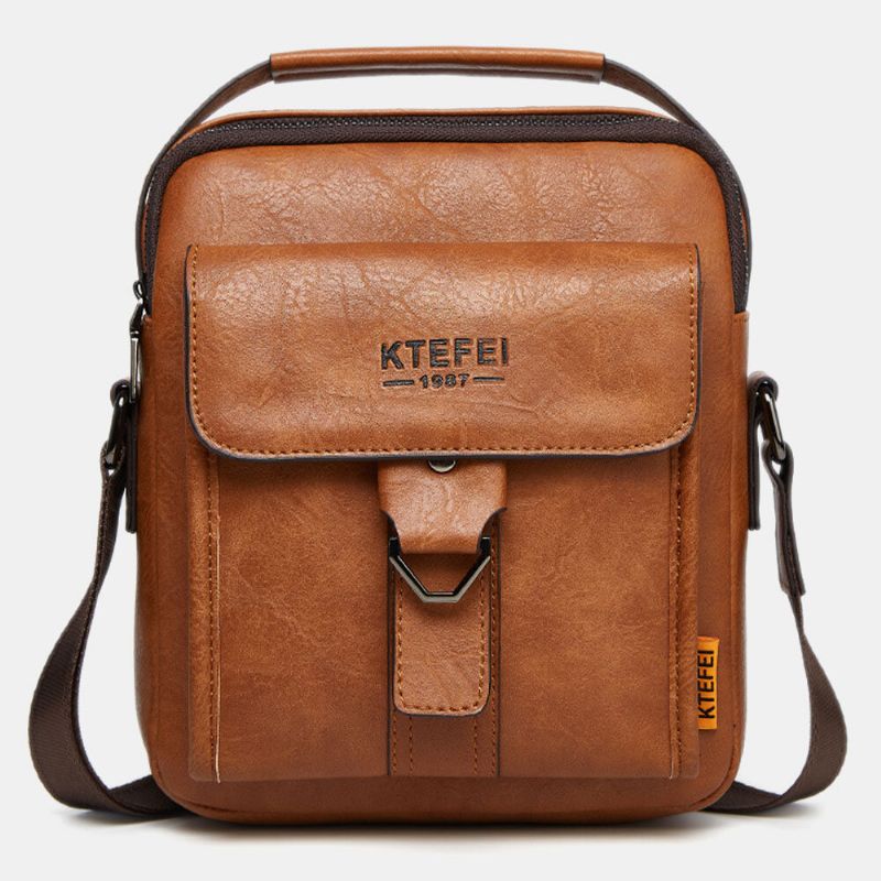 Hombres Pu Cuero Multifunción Vintage Casual Crossbody Bolsos Bandolera Bolso Messenger Bolso