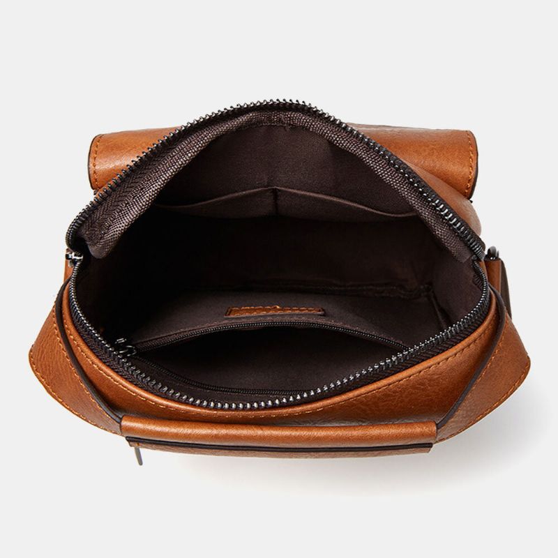 Hombres Pu Cuero Multifunción Vintage Casual Crossbody Bolsos Bandolera Bolso Messenger Bolso