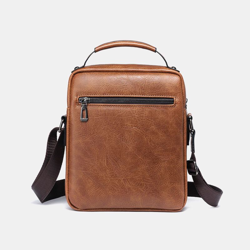 Hombres Pu Cuero Retro Negocios Gran Capacidad Multi-bolsillo Color Sólido Bolso Bandolera Bolso Bandolera