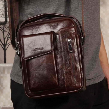 Hombres Vintage Bolso Bandolera De Cuero Genuino Bolso Bandolera Bolso De Negocios