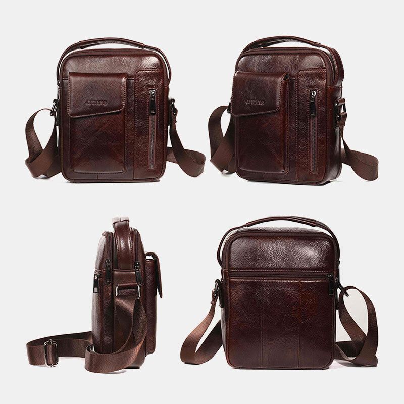 Hombres Vintage Bolso Bandolera De Cuero Genuino Bolso Bandolera Bolso De Negocios