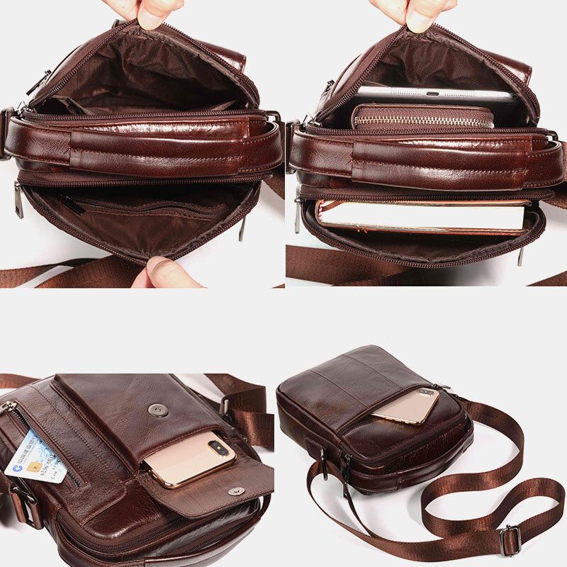 Hombres Vintage Bolso Bandolera De Cuero Genuino Bolso Bandolera Bolso De Negocios