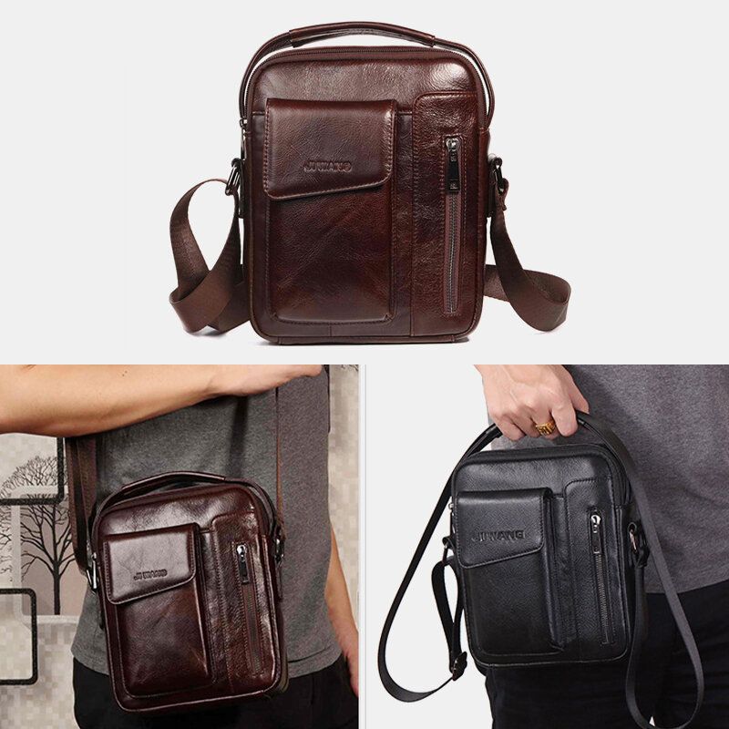 Hombres Vintage Bolso Bandolera De Cuero Genuino Bolso Bandolera Bolso De Negocios