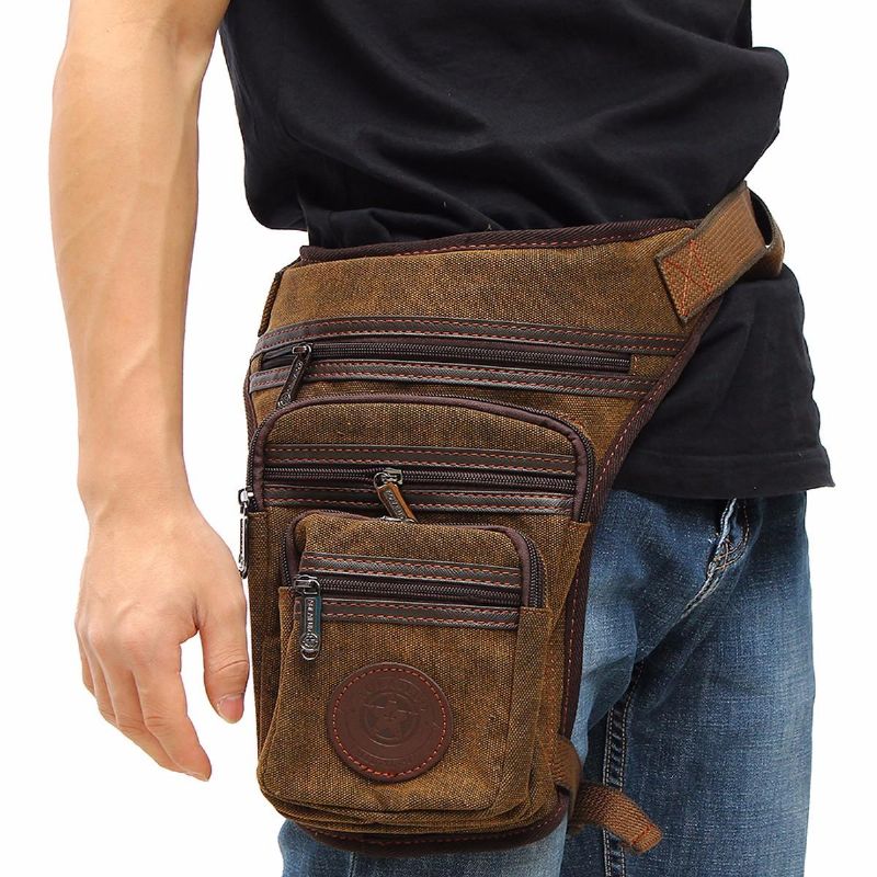 Lienzo Para Hombre Viaje Senderismo Motocicleta Cinturón Cintura Muslo Pierna Paquete Bolsa