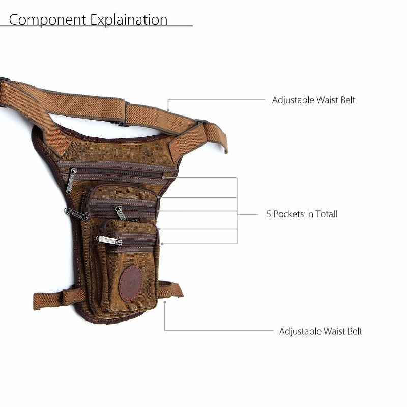 Lienzo Para Hombre Viaje Senderismo Motocicleta Cinturón Cintura Muslo Pierna Paquete Bolsa