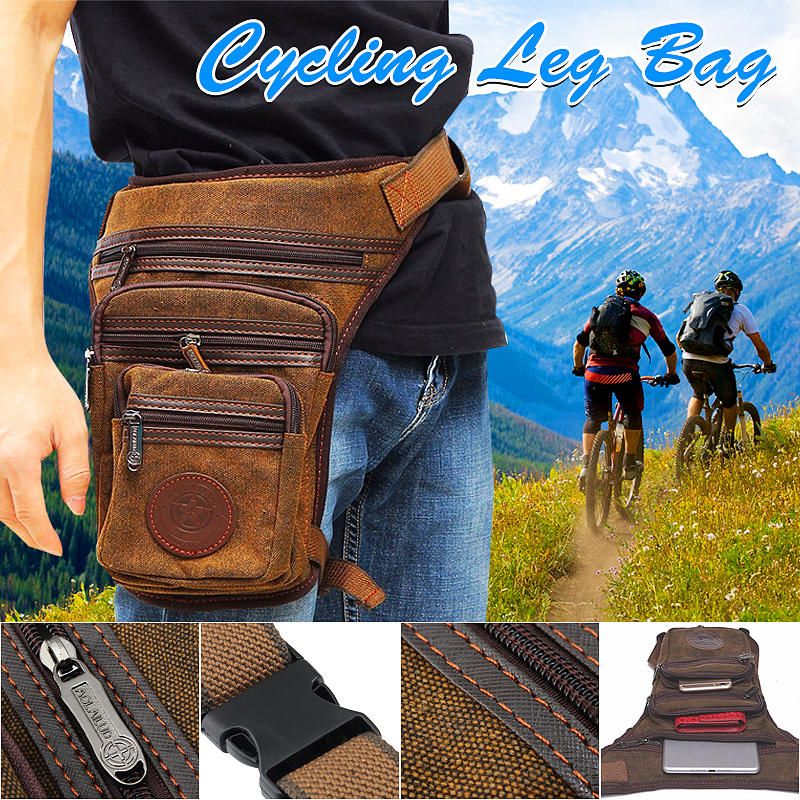 Lienzo Para Hombre Viaje Senderismo Motocicleta Cinturón Cintura Muslo Pierna Paquete Bolsa