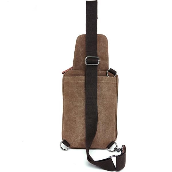 Lona Para Hombre Con Cuero Retro Bolso De Pecho Transpirable Bolso Bandolera Bolso De Viaje Informal