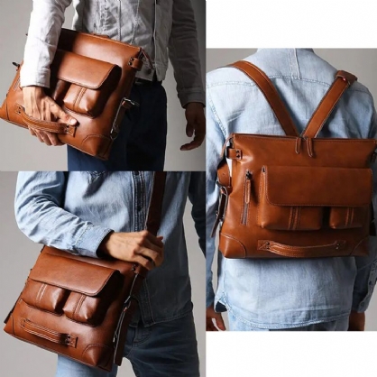 Maletín Informal Para Hombre Bolso Para Portátil De 13-14 Pulgadas Bolso Multifunción Bandolera Mochila