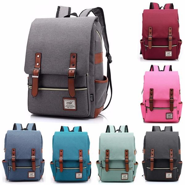 Mochilas Clásicas De Lona Unisex Para Portátil De 14 Pulgadas