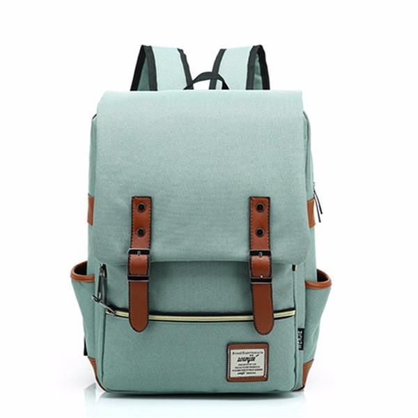 Mochilas Clásicas De Lona Unisex Para Portátil De 14 Pulgadas