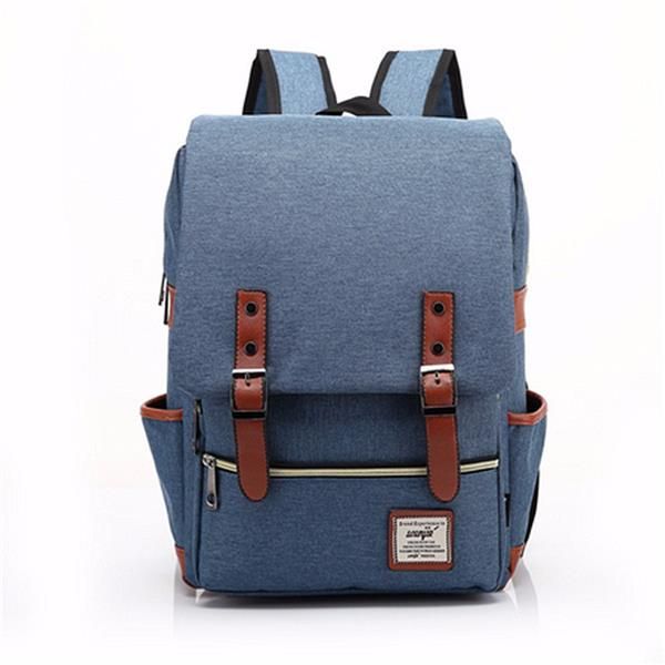 Mochilas Clásicas De Lona Unisex Para Portátil De 14 Pulgadas