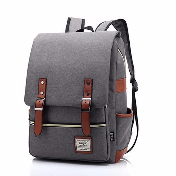 Mochilas Clásicas De Lona Unisex Para Portátil De 14 Pulgadas