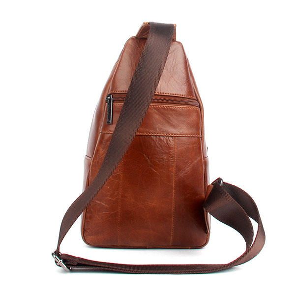 Mochilas De Hombro Con Honda De Cuero Genuino Para Hombres Bolso De Pecho Vintage Bolso De Día