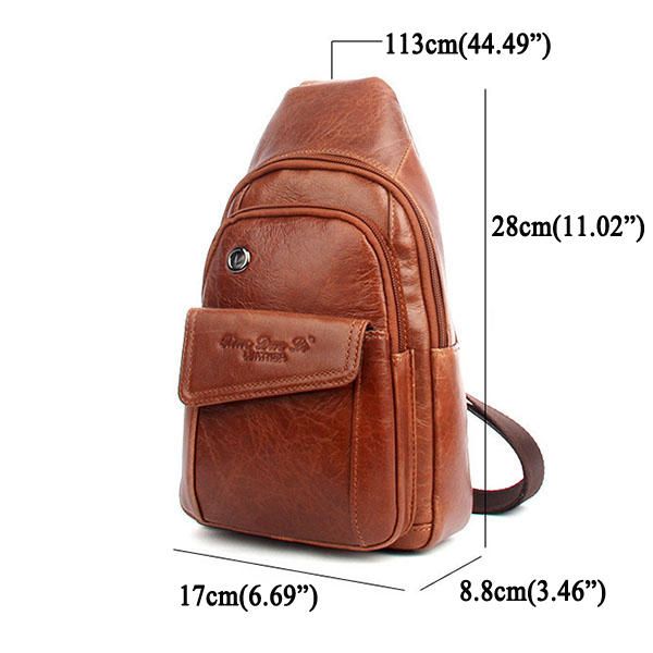 Mochilas De Hombro Con Honda De Cuero Genuino Para Hombres Bolso De Pecho Vintage Bolso De Día