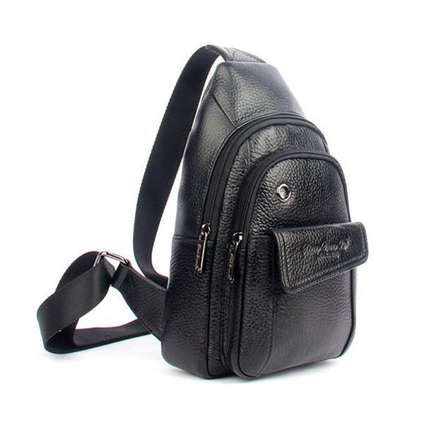 Mochilas De Hombro Con Honda De Cuero Genuino Para Hombres Bolso De Pecho Vintage Bolso De Día