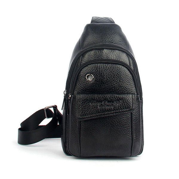 Mochilas De Hombro Con Honda De Cuero Genuino Para Hombres Bolso De Pecho Vintage Bolso De Día