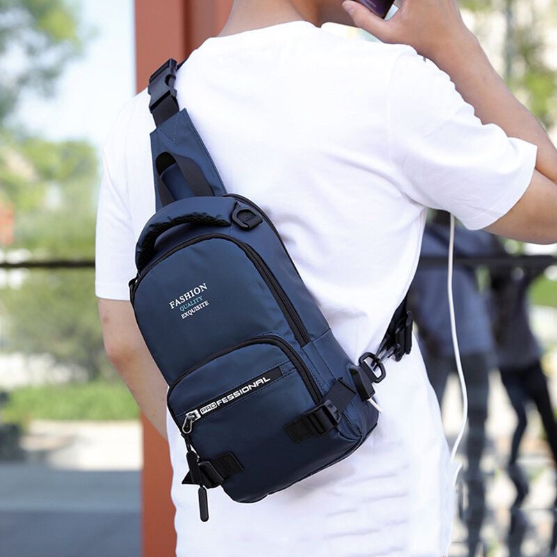 Moda Para Hombre Ligero Multifuncional Bandolera Bandolera Bolso En El Pecho Mochila Con Puerto De Carga Usb