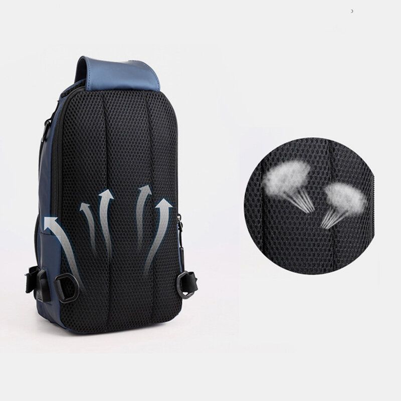 Moda Para Hombre Ligero Multifuncional Bandolera Bandolera Bolso En El Pecho Mochila Con Puerto De Carga Usb