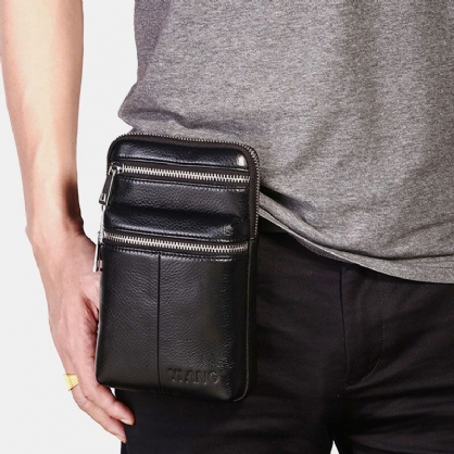 Riñonera De Cuero Genuino Para Hombre Bolso Bandolera Informal Bolso Bandolera