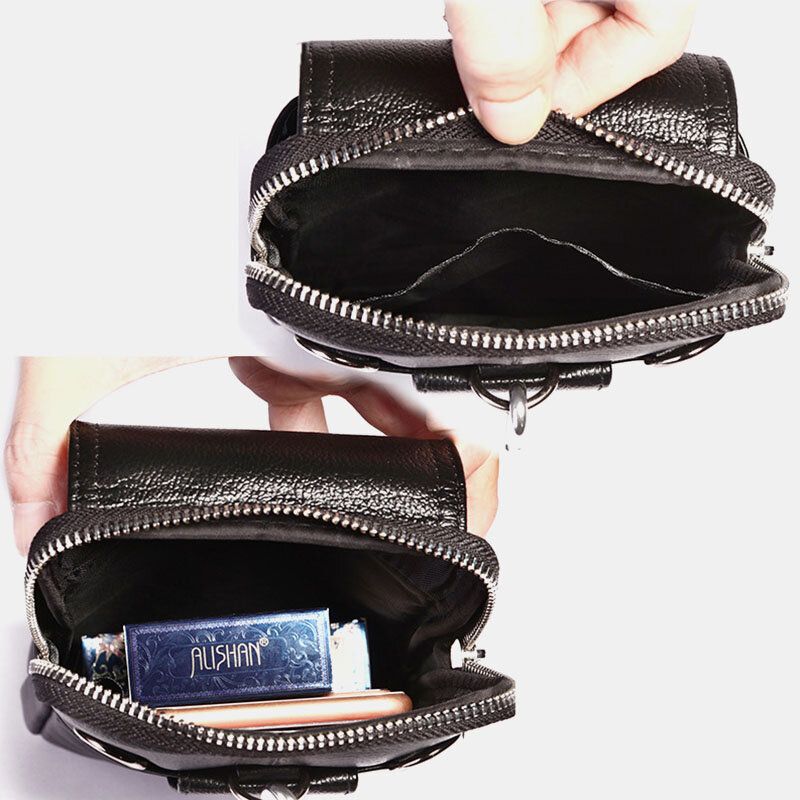 Riñonera De Cuero Genuino Para Hombre Bolso Bandolera Informal Bolso Bandolera