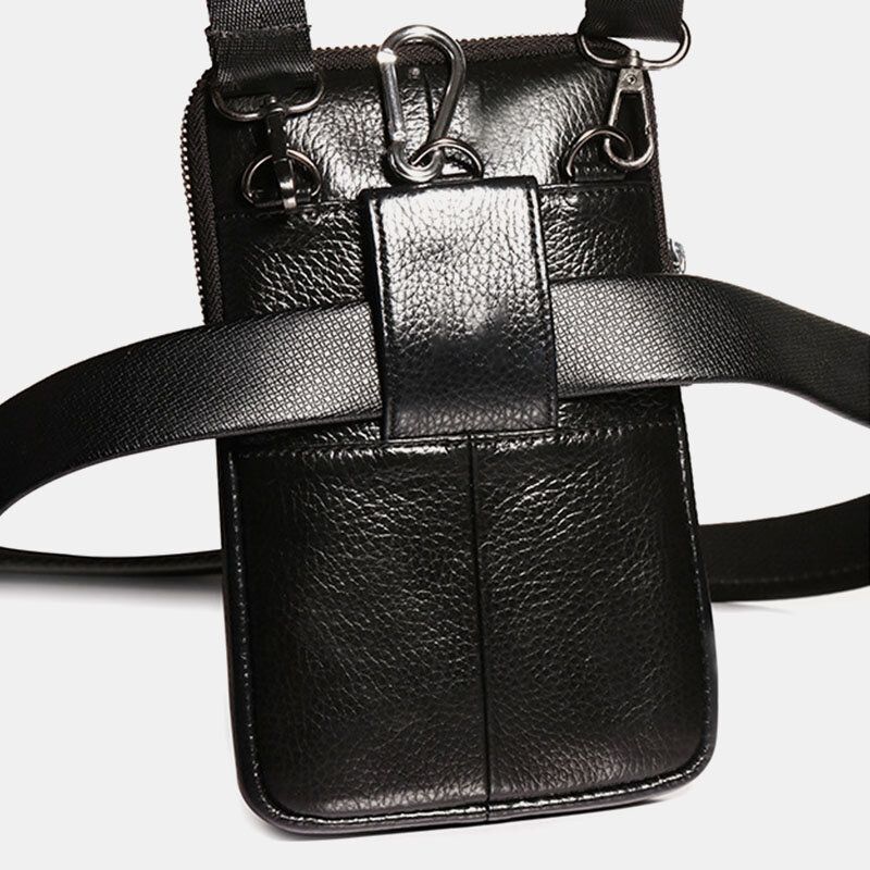 Riñonera De Cuero Genuino Para Hombre Bolso Bandolera Informal Bolso Bandolera