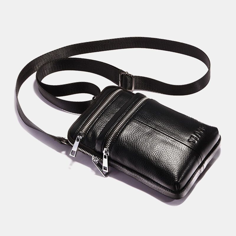 Riñonera De Cuero Genuino Para Hombre Bolso Bandolera Informal Bolso Bandolera