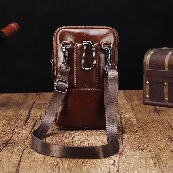 Riñonera De Cuero Genuino Para Hombre Bolso Bandolera Para Teléfono Crossbody B