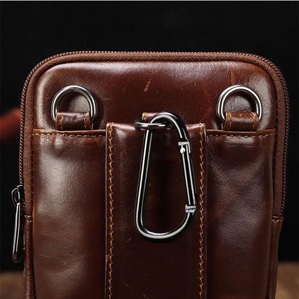 Riñonera De Cuero Genuino Para Hombre Bolso Bandolera Para Teléfono Crossbody B