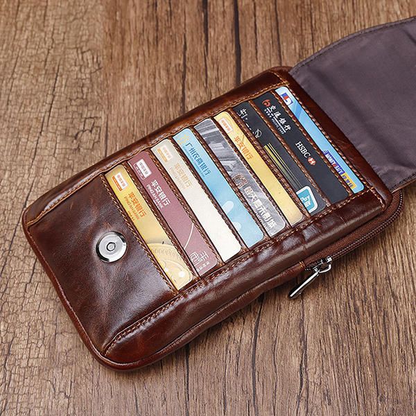 Riñonera De Cuero Genuino Para Hombre Bolso Bandolera Para Teléfono Crossbody B