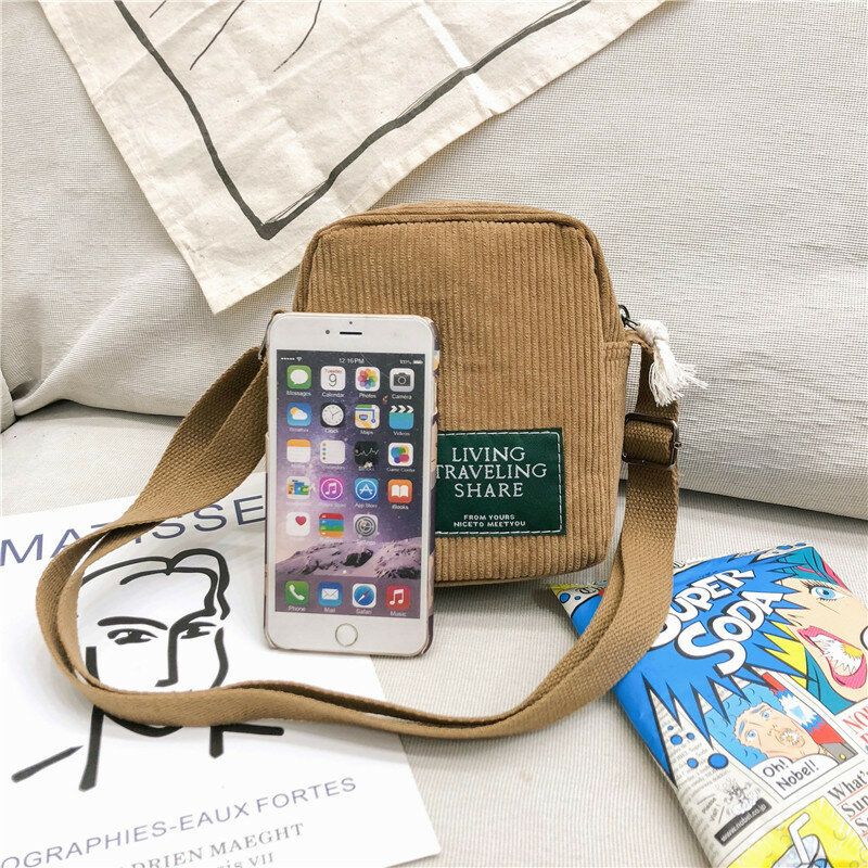 Unisex Corduroy Retro Mini Universal Outdoor Phone Bag Crossbody Bag Bandolera