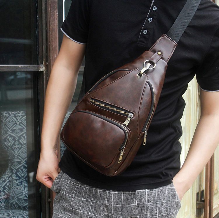 Vintage Chest Bag Mochila De Hombro Al Aire Libre Para Hombres