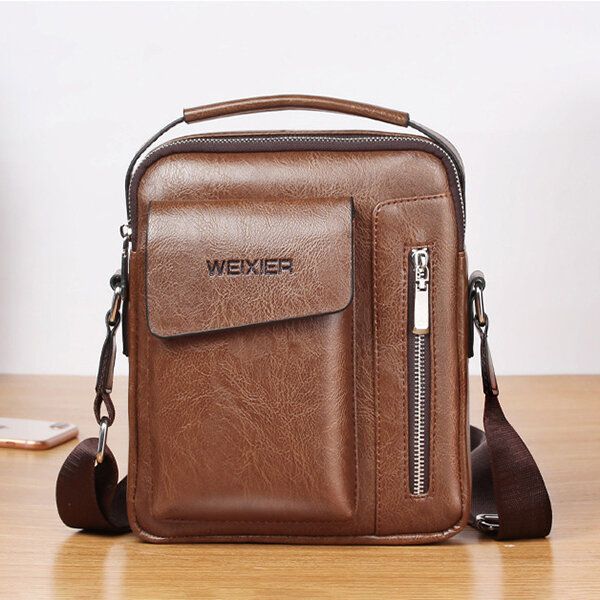 Weixier Hombres Pu Cuero Vintage Bolso Retro Bandolera Bolso Bandolera