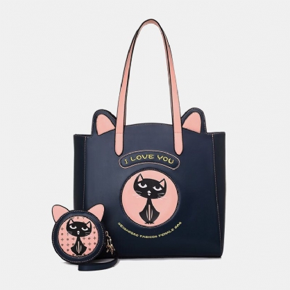 2pcs Bolso Bandolera De Moda Para Mujer Bolso Con Patrón De Gato