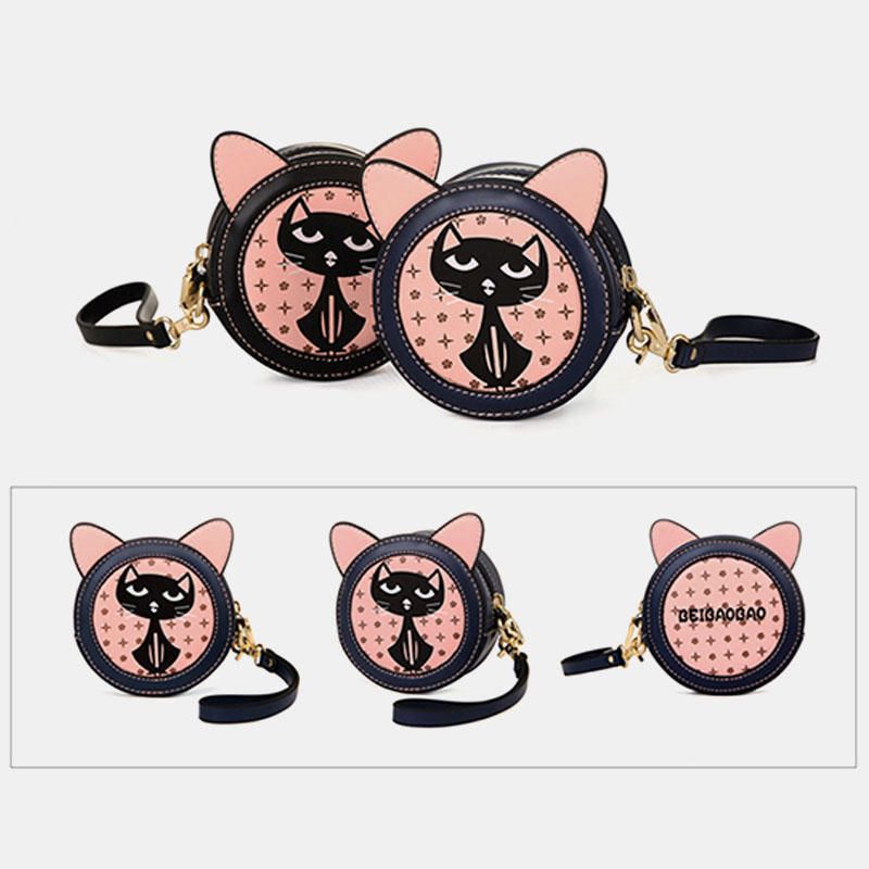 2pcs Bolso Bandolera De Moda Para Mujer Bolso Con Patrón De Gato