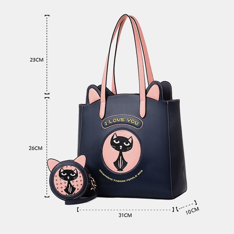 2pcs Bolso Bandolera De Moda Para Mujer Bolso Con Patrón De Gato