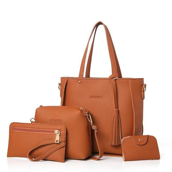 4 Pcs Bolsos Bolsos De Hombro Con Borlas Bolsos De Mano Elegantes Carteras Portatarjetas