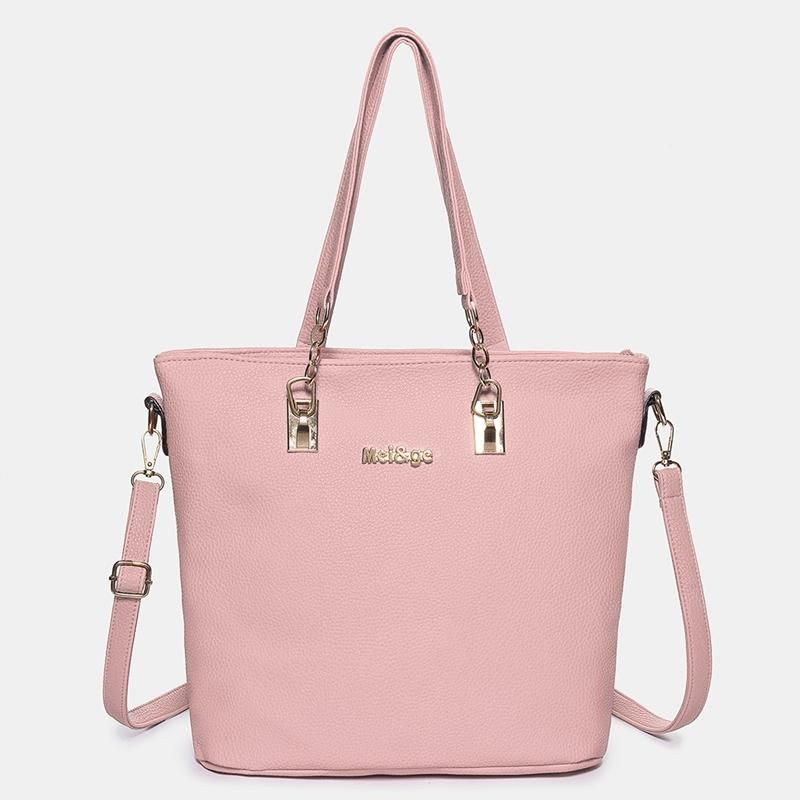 6pcs Bolso De Mano De Cuero De Imitación Liso Para Mujer Bolso De Mano Bolso De Mano Portatarjetas