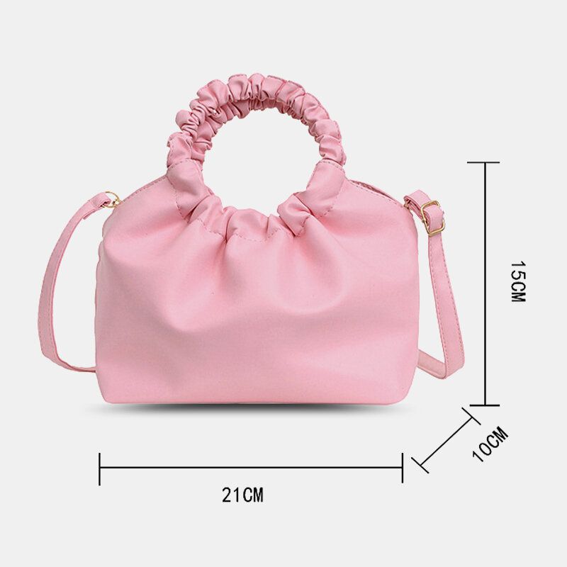 Bolso Acanalado En Forma De Concha De Color Sólido De Cuero Pu Para Mujer Bolso De Mano Bolso Bandolera Bolso Bandolera