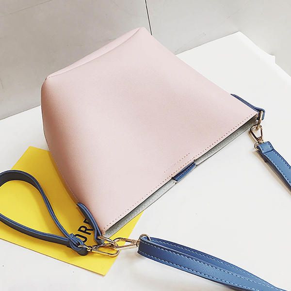 Bolso Bandolera Con Bloque De Color Diario Informal De Cuero Pu Para Mujer