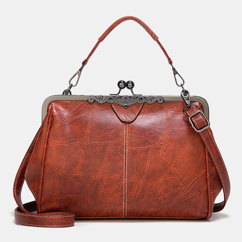 Bolso Bandolera Con Cierre Vintage De Gran Capacidad De Cuero Pu Para Mujer Bolso Bandolera