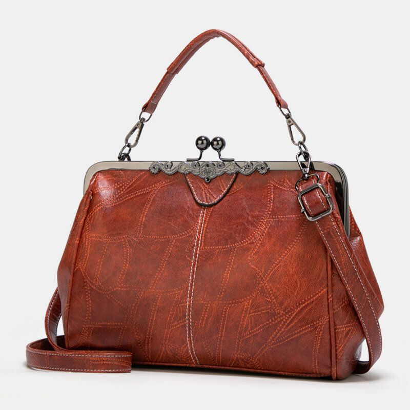 Bolso Bandolera Con Cierre Vintage De Gran Capacidad De Cuero Pu Para Mujer Bolso Bandolera