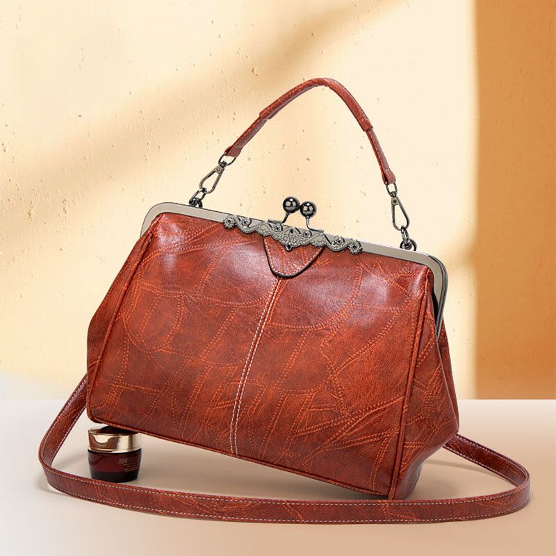 Bolso Bandolera Con Cierre Vintage De Gran Capacidad De Cuero Pu Para Mujer Bolso Bandolera