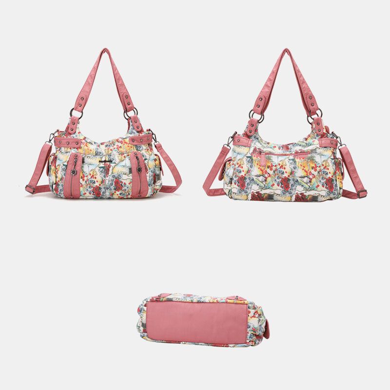 Bolso Bandolera Con Estampado Multicolor Impermeable Floral Para Mujer