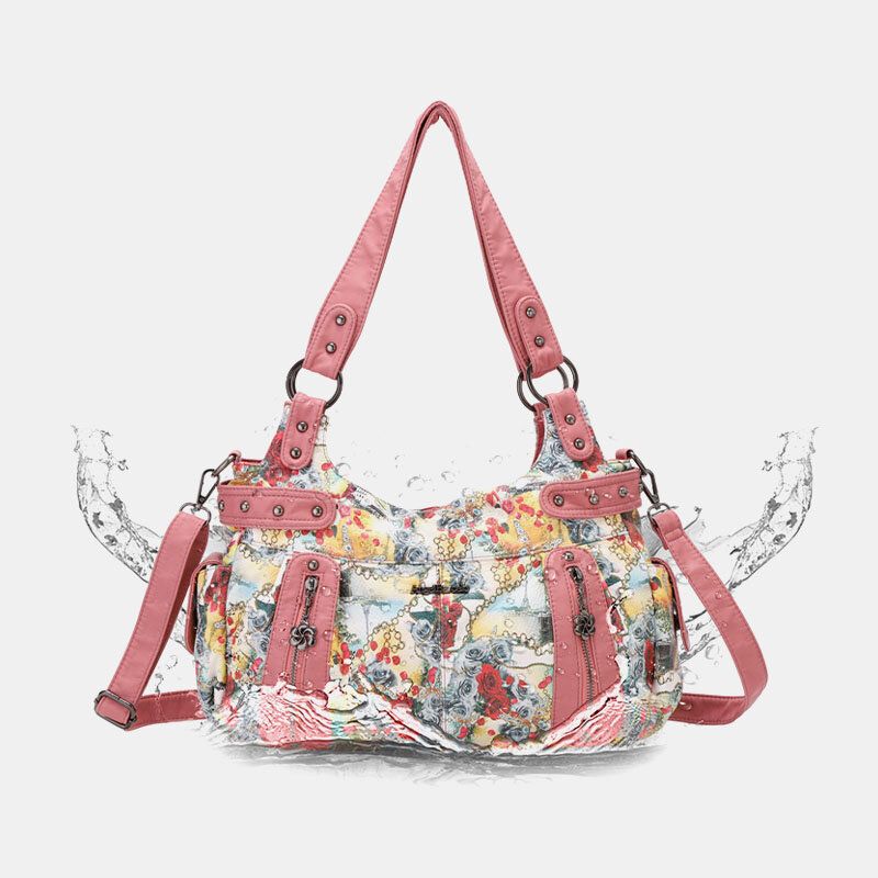 Bolso Bandolera Con Estampado Multicolor Impermeable Floral Para Mujer