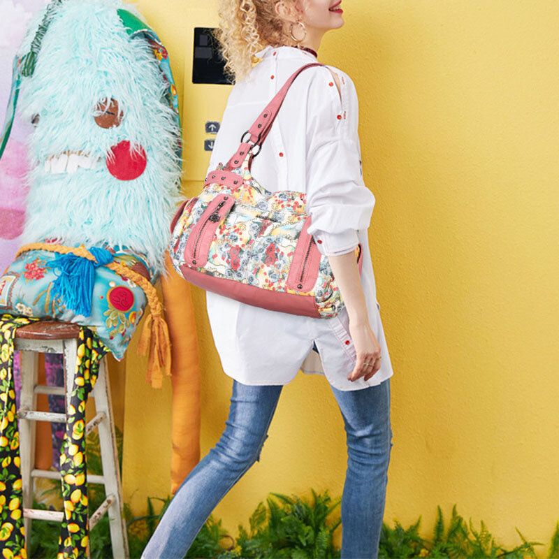 Bolso Bandolera Con Estampado Multicolor Impermeable Floral Para Mujer