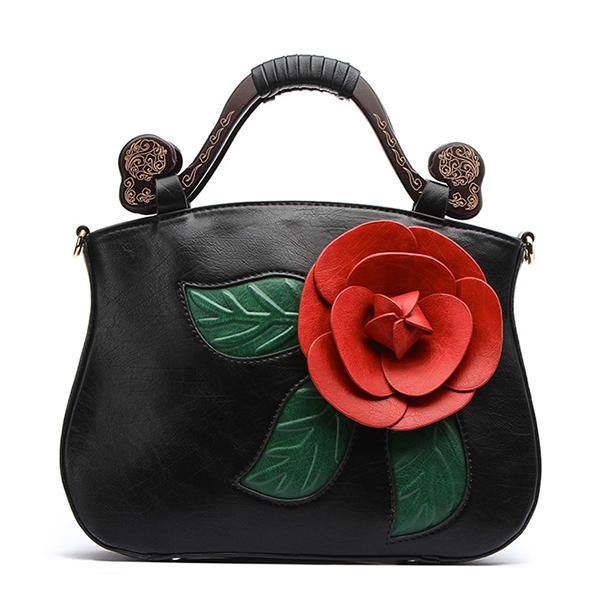 Bolso Bandolera Decorativo Rosa De Cuero Pu De Moda Vintage Para Mujer